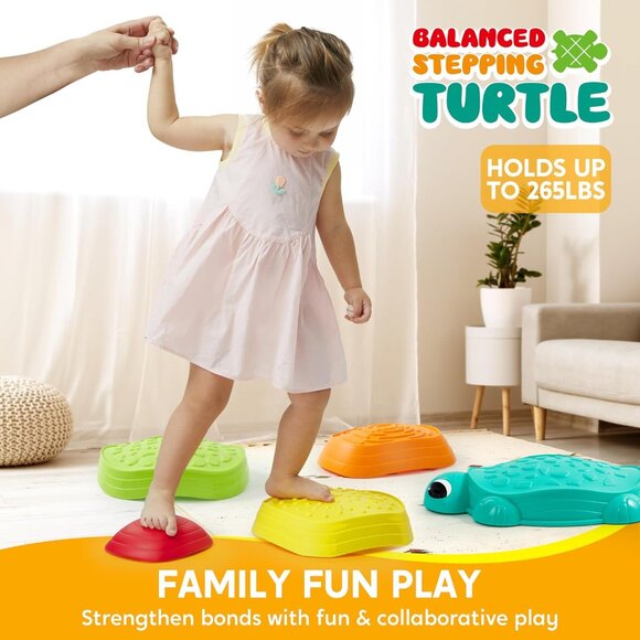 5 Pcs Turtle Balance Stepping Stones, Kids Turtle Path Jumping Stones, Toddler O - Picture 3 of 7